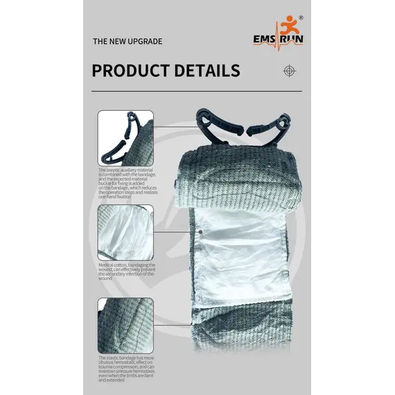 Rhino Rescue Πιεστικός Επίδεσμος για Αιμορραγίες Emergency Bandage 6" || 15cm (Τύπου Israeli)
